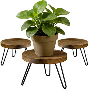 Cross-border wooden flower pot <b>shelf</b>, simple round wooden stump, retro <b>desktop</b> ornament, succulent potted plant decorative base - Product Image 1