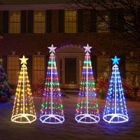 Arbre de Noël LED conique rotatif en fer forgé de qualité supérieure avec éclairage en spirale RGB, IP65, décoration intérieure et extérieure