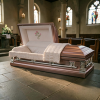 Ataúd de Acero Color Oro Rosa - Ataúd Funerario Metálico de Lujo con Interior Blanco Bordado, para Entierro de Adultos (Venta al Por Mayor)