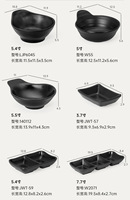 Bols à Sauce Noirs à Tremper pour Cuisine de Restaurant 1, 2, 3, 4 Compartiments, Vaisselle Melamine Style Japonais pour Sushi, Sashimi