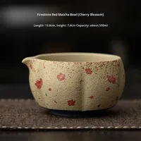 Ensemble de 4 pièces en bambou Firestone rouge, nouveau style chinois, fouet à thé en céramique personnalisé, ensemble de bol à matcha, ensemble de fouet à matcha