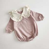 Barboteuse bébé en tissu gaufré avec poches et manches, 3-18 mois, beige, pour nouveau-né, en velours, pour prématuré, à volants, vente en gros