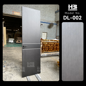 Porta Interna in Legno Massello Impermeabile Grigio Scuro, Design Moderno, Preassemblata per Camere da Letto e Bagni, Prodotta a Foshan - Product Image 3