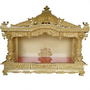 Temple traditionnel en bois de teck sculpté à la main, style divin pour la maison, finition blanche - Product Image 1