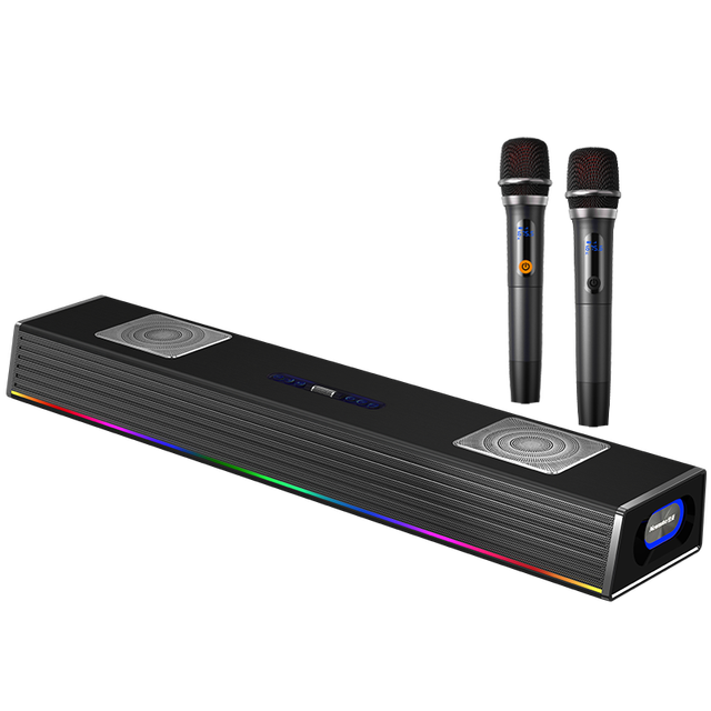 2.1CH Bluetooth Soundbar With Built-in Subwoofer & Wireless Microphone for Family Entertainment