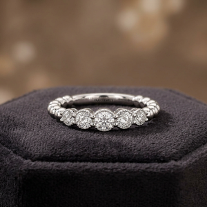 Elegant Lab Grown Round Diamond Five Stone Engagement <b>Wedding</b> <b>Band</b> in 10K 14K 18K Gold 925 935 <b>Silver</b> - Product Image 1