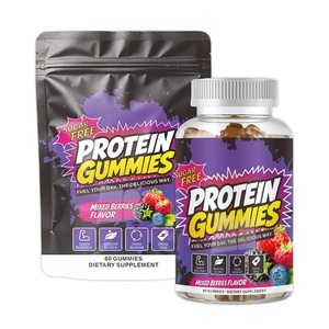 Gummies protéinés saveur fruits rouges sans <span class=keywords><strong>sucre</strong></span>, marque privée OEM ODM, formule personnalisée, emballage sur mesure, pour la croissance musculaire et après l'entraînement - Product Image 1