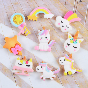 100PCS/BAG Unicorn Rainbow Flatback Resin Charms for Slime Mobile Case Keychain DIY Craft Decoration Flat Back Resin