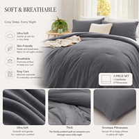 Couette matelassée en polyester en gros, douce, moderne, lavable, toutes saisons, avec taies d'oreiller