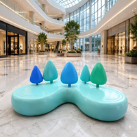 Silla de Descanso Pública con Forma de Ola en FRP Brillante, Escultura de Fibra de Vidrio para Interiores y Exteriores, Banco con Temática Forestal para Parques de Diversiones