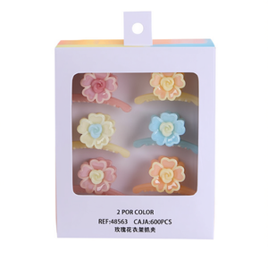 Pinza para el pelo con forma de flor de rosa, 2 por color, caja de 600 unidades, accesorio de moda para mujer - Product Image 2