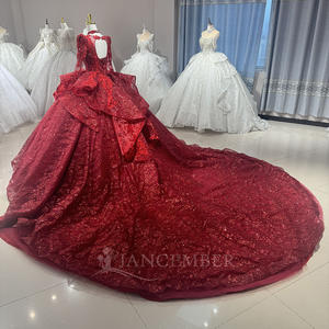 Dw0174 חמוד ערב שמלה אדומה מובחרות שרוכים שרוכים בחזרה לארועים מיוחדים שמלת כלה jancבמבר - Product Image 5