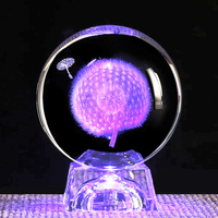 Globe Terrestre Décoratif de Bureau en Verre Cristal Transparent avec Lumières LED Clignotantes (Football, Basketball) - Grande Vente