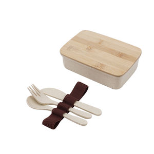 Caja Bento de fibra de bambú a prueba de fugas biodegradable personalizada respetuosa con el medio ambiente estudiante trabajador de oficina tapa de bambú caja Lubnch <span class=keywords><strong>Reusa</strong></span> - Product Image 3