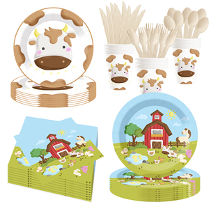 DAMAI Customized <b>Farm</b> Animals Birthday Party <b>Set</b> <b>Farm</b> Animals Barn Plates and Napkin <b>Farm</b> Kids Cow Theme Party Supplies - Product Image 2