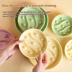New <b>Ceramic</b> Colorful Pet Slow Feeder Bowl Anti-Choking Raised Design Non-Slip Feeding Dish for Cats <b>Dogs</b> - Product Image 2