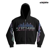 Sweat-shirt à capuche pour homme personnalisé, 450 g/m², 100 % coton, imprimé, fermeture éclair intégrale, personnalisation complète, logo personnalisé, OEM, vente en gros