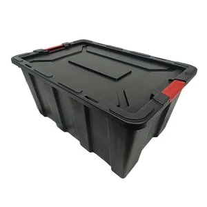 Caixa de plástico resistente 150L para armazenamento de ferramentas, caixa de segurança com clipes