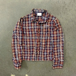 Chemises à carreaux en flanelle sur mesure pour hommes, chemises à manches longues pour hommes, chemises à boutons ornées de strass surdimensionnées pour hommes - Product Image 1