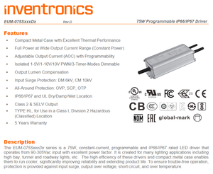 Inventronics-Controlador LED de 75W, entrada de 12 ", salida de 12", 12 ", 12", 12 ", 12", 12 ", 24", 24 ", 24" - Product Image 2
