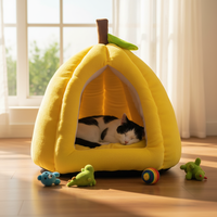 Maison douce et luxueuse pour petits chiens et chats, pliable, lavable, à bouche ronde, style citrouille, moderne