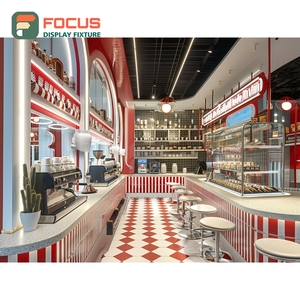 Professional Cafe Service Counter Black <b>Walnut</b> Finish Accessory Display Area Storefront Cafe Counter - Product Image 1