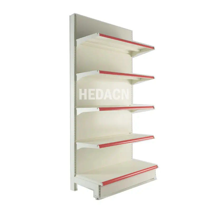 High Quality Fashion Eupo Style Retail Store Rack Supermarket Shelf Gondola Shelving With Pegboard Back Panel