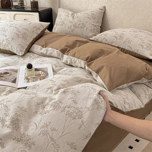 Parure de <span class=keywords><strong>Lit</strong></span> Housse de Couette et Drap 100% Coton Tissé Teint Jacquard Trois Fils Série Luxe Ensemble Quatre Pièces Drap de <span class=keywords><strong>Lit</strong></span> Housse de Couette - Product Image 2