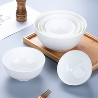 Logo personnalisé de grands bols en céramique porcelaine osseuse émaillée blanche de forme ronde bol à soupe saladier pour restaurant