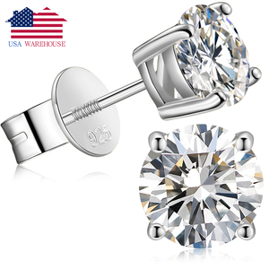 <span class=keywords><strong>Orecchini</strong></span> a Lobo in <span class=keywords><strong>Argento</strong></span> Sterling 925 Placcato Oro Bianco con Diamanti Moissanite VVS da 1ct e 2ct, Disponibili in Stock USA per Dropshipping - Product Image 1