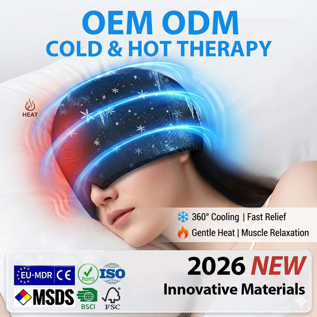 Sanmei Flexible Migraine Relief Gel Ice Hat Cap Cold Therapy Hot & Cold Packs for Rehabilitation Therapy Supplies