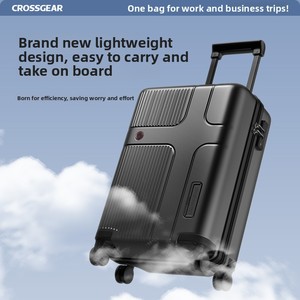 CROSSGEAR in Stock <strong>Large</strong> PC Luggage, Hard Shell <strong>Suitcase</strong> with Aluminum Handle,Cup Holder and Spinner Luggage 20-24-28-inch <strong>Black</strong> - Product Image 5