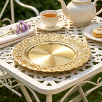 Assiettes de présentation en plastique Woju, plaquées or, décoratives, pour buffet, hôtel, restaurant et table de cérémonie