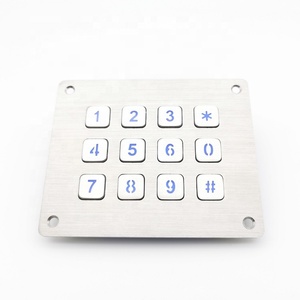 IP65 LED <span class=keywords><strong>Backlit</strong></span> <span class=keywords><strong>12</strong></span>-Key ma trận Bàn phím kim loại thép không gỉ bạc CE/FCC/ISO9001 chứng nhận kiosk Máy bán hàng tự động - Product Image 2