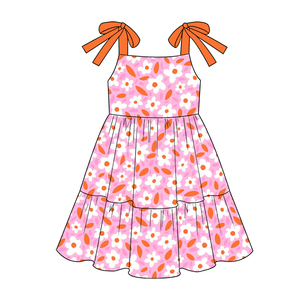 Vestido de tirantes con lazo para niñas de Milk Silk, vestido de verano sin mangas con estampado completo para niñas - Product Image 3