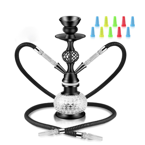 Pretty Head Tamaño mediano con 2 mangueras Jarrón percolador de vidrio de verde rojo Shisha Hookah para el mejor regalo - Product Image 1