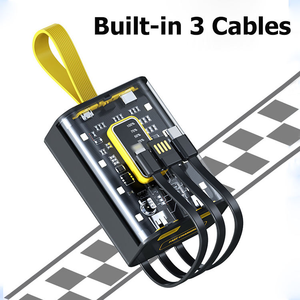 Batterie externe transparente avec câbles intégrés, double sortie USB/Type-C, lumière LED, sangle, batterie <span class=keywords><strong>Li</strong></span>-Polymère 9000 mAh, boîtier ABS - Product Image 4