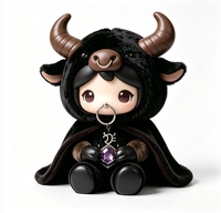 Figurine Magique du Zodiaque Taureau Personnalisée OEM en PVC et ABS avec Cape en Peluche Douce et Moelleuse, Jouet d'Art de Collection Constellation en Boîte Mystère