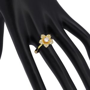 แหวนแต่งงานทอง 24k ชุบทองเหลืองสำหรับผู้หญิง ประดับเพชรซิคอนแบบผสม ด้วยเทคนิคการฝังแบบกรงเล็บ เหมาะสำหรับงานหมั้น - Product Image 3