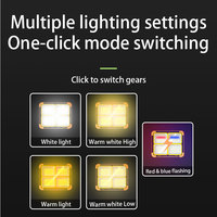Lampe de travail à énergie solaire, projecteur LED d'urgence, lampe de camping avec crochet, lampe de camping rechargeable avec support