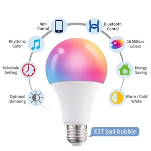 <span class=keywords><strong>Lampadina</strong></span> LED Intelligente E27 9W RGB 110V 220V Compatibile con Tuya AC WIFI <span class=keywords><strong>Bluetooth</strong></span> per Illuminazione Soggiorno e Feste - Product Image 3