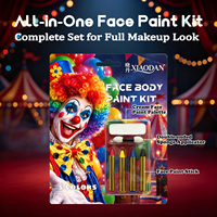 Kit de peinture pour le visage et le corps pour enfants à base d'huile, 5 couleurs, ensemble de bâtonnets tout-en-un, palette de crème, applicateur éponge double extrémité, Halloween
