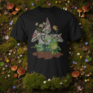 Camiseta con estética Farmcore Countrycore de ranas jugando junto a setas - Product Image 3