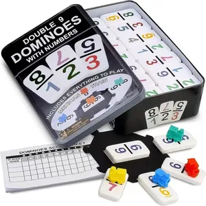 Double nine number domino in tin box Mexican Train Dominoes Set