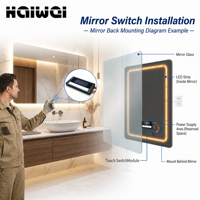 Interrupteur intelligent LCD 6 touches DC12V/24V pour miroir, radar à détection 10 niveaux, anti-buée, compte à rebours, CCT pour miroir de salle de bain