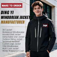 Veste imperméable 3 en 1 avec capuche, doublure amovible, randonnée en plein air, camping, fabrication OEM personnalisée, directement de l'usine, plusieurs couleurs
