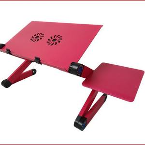 Table de lit pliable en alliage d'aluminium pour ordinateur portable, avec ventilateur de refroidissement, tapis de souris rouge à double ventilateur, pour usage domestique et au bureau - Product Image 5