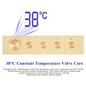 Ensemble de douche thermostatique de luxe en cuivre avec grand jet cascade et pluie, pour hôtel et maison - Product Image 4