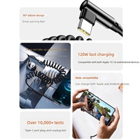 Câble de charge rapide pour voiture Type-C coudé à ressort 120W pour iPhone 16/17, Vivo, OPPO - Matériau PVC