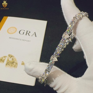 Trang sức thời trang bạc Sterling 925, trang sức Hip Hop, dây chuyền Tennis dành cho nam, mặt dây chuyền kim cương Moissanite VVS kèm vòng tay - Product Image 3